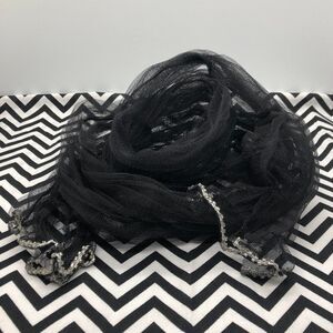 🔮5/$25 Black Formal Shawl / Wrap‎ With Beaded Ends